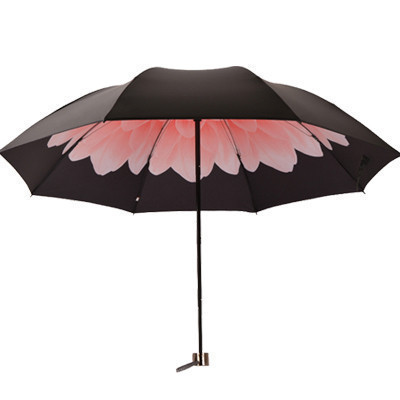 红叶雨伞(黑胶防晒) 440B碰姿黑胶晴雨伞 遮阳伞防晒伞三折叠轻便伞 两用防紫外线太阳伞