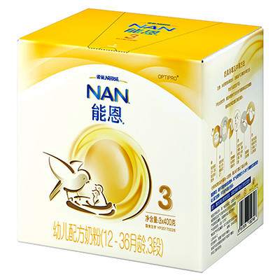 雀巢奶粉 Nestle 能恩幼儿配方牛奶粉3段1200g三联盒装(12-36个月适用) 新旧包装随机发