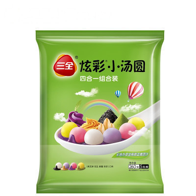 三全炫彩小汤圆绿色混合装260g