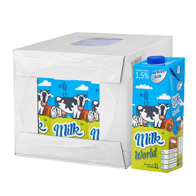 怀丝(white silk)低脂牛奶(常温奶) 1L*12盒 波兰原装进口 苏宁直采