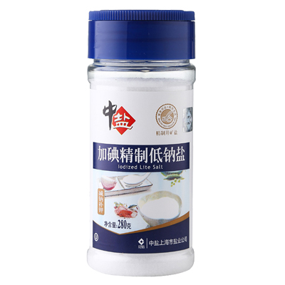 中盐 加碘精制低钠盐 280g/瓶 厨房调味 食用盐