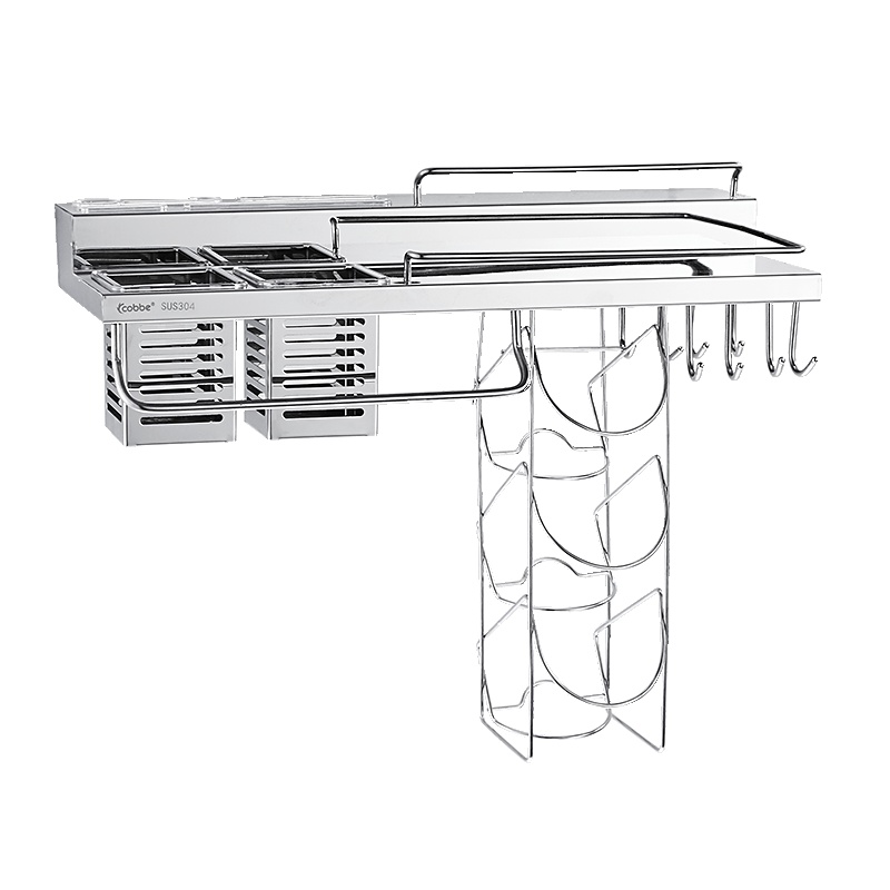卡贝 厨房置物架壁挂经典调味架五金刀架用品调料架304不锈钢厨房挂件无安装