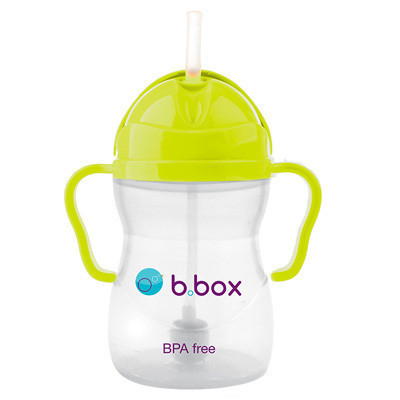 澳洲b.box婴儿水杯宝宝带刻度重力球训练吸管杯bbox儿童学饮杯240m荧光黄绿款