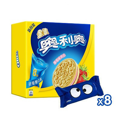 亿滋奥利奥(OREO) 夹心饼干 零食 金装草莓味388g