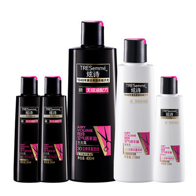 炫诗（Tresemme）空气感丰盈洗发露400ml+润发乳210ml+洗发露50ml*2+润发乳50ml