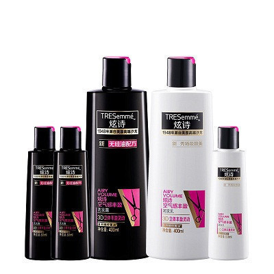 炫诗（Tresemme）空气感丰盈洗发露400ml+润发乳400ml+洗发露50ml*2+润发乳50ml【联合利华】