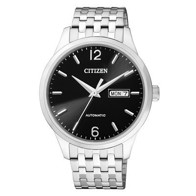 西铁城(CITIZEN)手表 自动机械双日历显示黑盘不锈钢男表NH7500-53EB