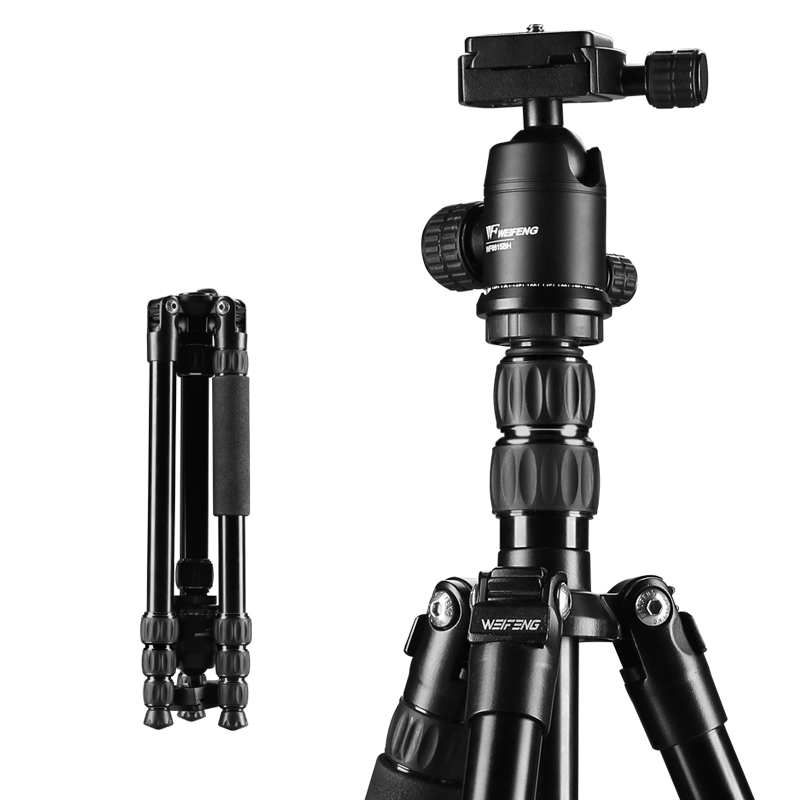 伟峰WF-6610A三脚架云台套装 单反相机脚架 便携数码相机三角架 手机三脚架支架 黑色