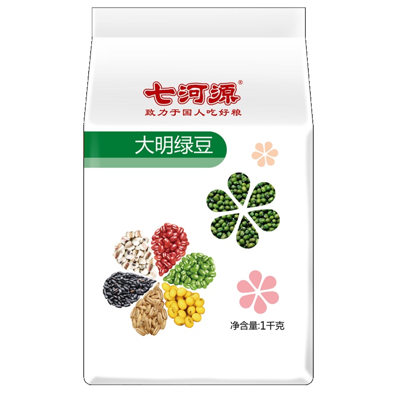 七河源 大明绿豆1kg(无添加 可发豆芽 打豆浆 东北 五谷 杂粮 粗粮 真空装 大米伴侣)