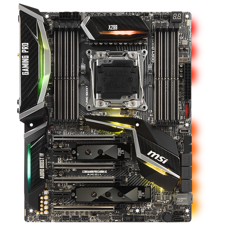 微星(MSI)X299 GAMING PRO CARBON AC 台式机超频游戏主板(INTEL平台/LGA2066)