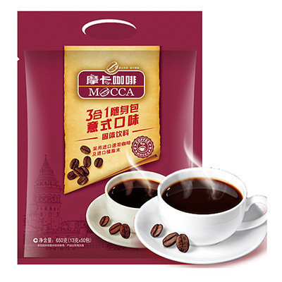 [苏宁超市]摩卡咖啡三合一随身包(意式口味)650g/袋(13G*50包)速溶咖啡