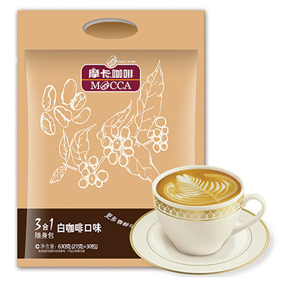 [苏宁超市]摩卡咖啡三合一随身包(白咖啡口味)630g/袋(21G*30包)速溶咖啡