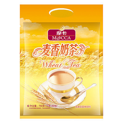 [苏宁超市]摩卡(MOCCA)麦香奶茶 15G*50包 袋装