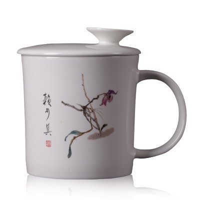恒福(TEA MiLL) 茶具 马克杯个人杯办公室白瓷陶瓷茶杯茶隔过滤茶叶 送礼 石斛花 其他