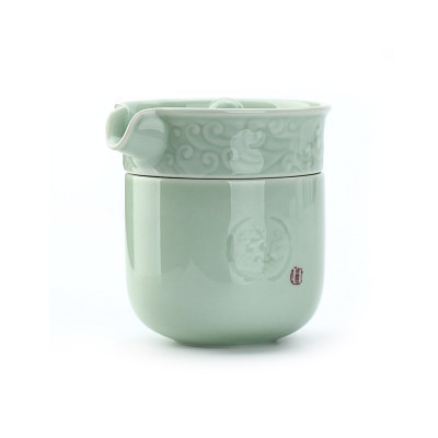 恒福(TEA MiLL) 快客杯旅行茶具一壶一杯 送便携布袋青瓷祥意 陶瓷