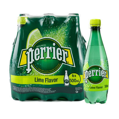 Perrier巴黎水 含气青柠味饮料500ml*6 (法国进口)塑料瓶