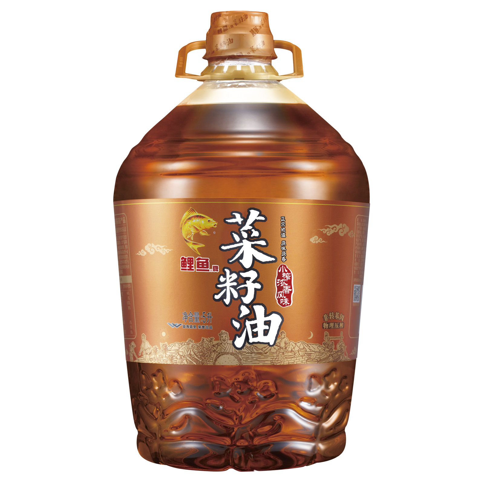 鲤鱼牌小榨浓香风味菜籽油5L(非转压榨)*4桶