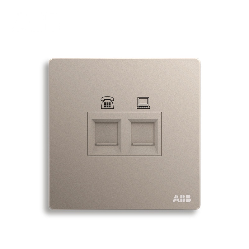 ABB开关插座 轩致无框二位电话RJ11/6类电脑插座RJ45AF330-PG