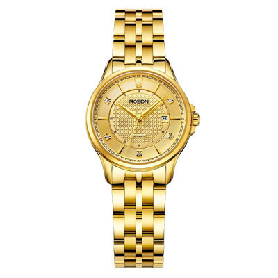 劳士顿(ROSDN)手表 全自动机械表全金色手表男表金表防水情侣表