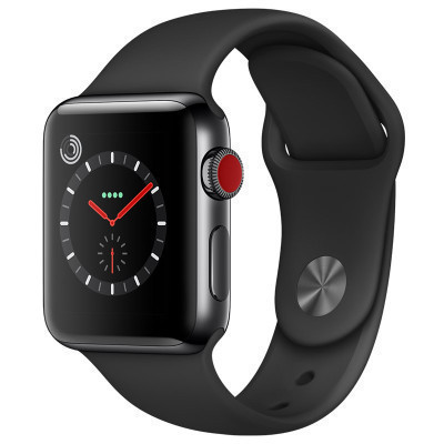 Apple Watch Series3 智能手表（GPS+蜂窝网络款 38毫米深空灰色铝金属表壳 黑色运动型表带MQQF2CH/A）