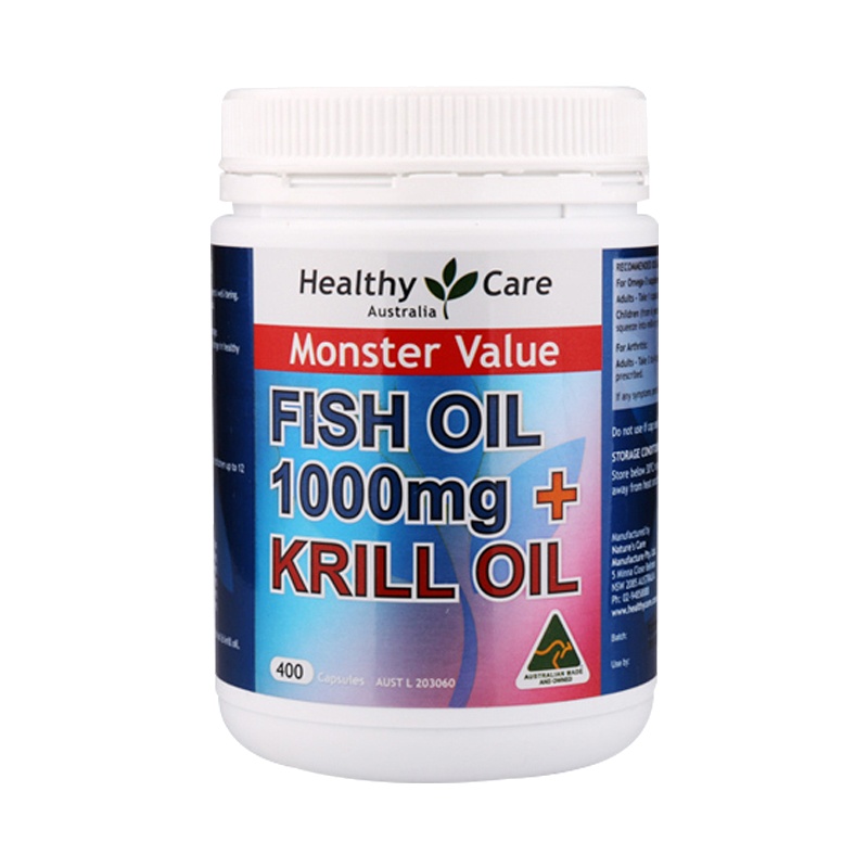 [心血管健康]Healthy Care 深海鱼油1000毫克+磷虾油 400粒/罐 澳洲进口 611克