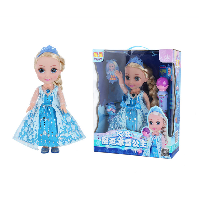 挺逗冰雪奇缘艾莎公主带麦克风套装女孩玩具会唱歌的娃娃66047