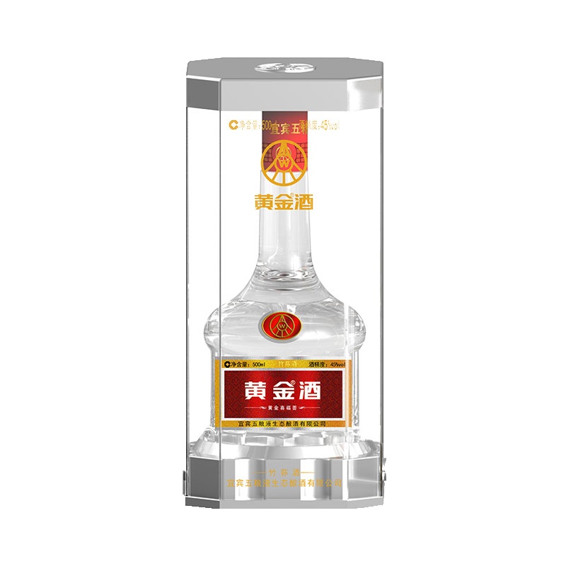 黄金酒 喜福荟 45度 500ML 水晶装 单瓶装盒装