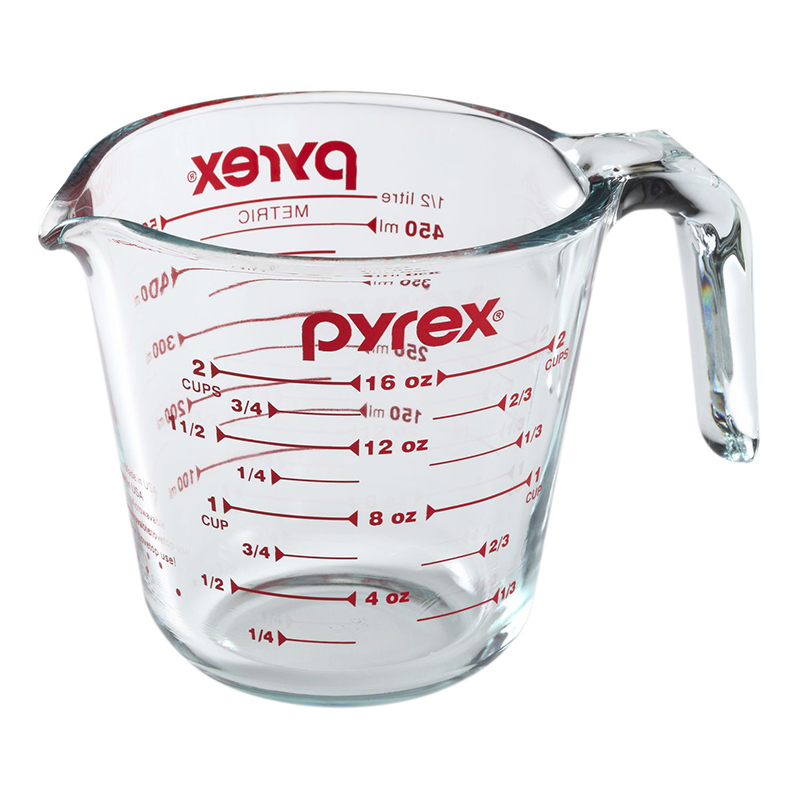 康宁(Pyrex)量杯500ML美国进口康宁耐热玻璃杯 带刻度量杯 多用测量杯