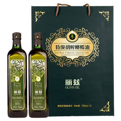 丽兹 特级初榨橄榄油礼盒 西班牙原瓶进口 750ml*2瓶 送礼佳品 团购礼盒 新老包装随机发货