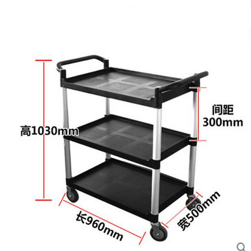 常进塑料三层手推车收碗车清洁餐厅收集车 塑料送餐车