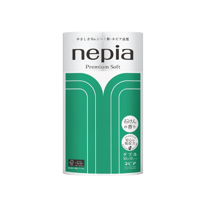 Nepia妮飘 日本进口 二层卫生纸 有芯卷纸 清新香 12卷包 绿色包装