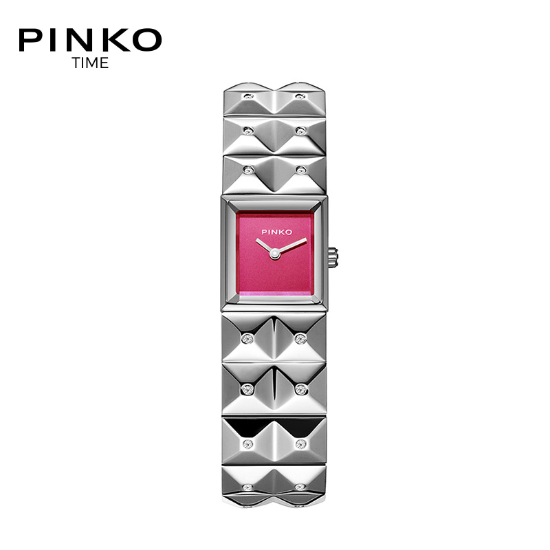 欧美品牌意大利进口Pinko简约时尚石英女表Cherimola系列粉色银钢带