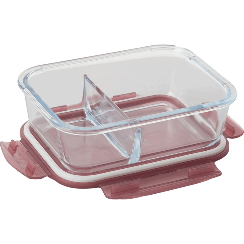 宝优妮 保鲜碗带盖 保温包 家用小号圆形耐热便当盒长方形透明玻璃饭盒保温包