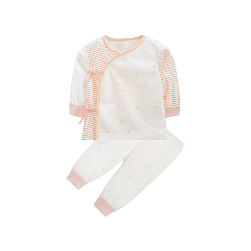 苏宁自营 婴姿坊男女童和尚袍 两件套 米白52-66cm 0-6个月