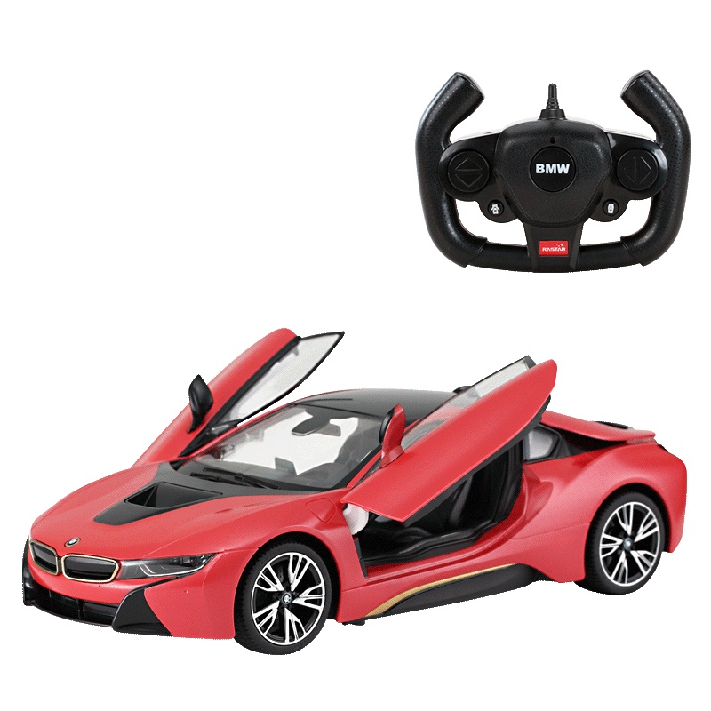 星辉(Rastar)充电宝马i8可开门遥控车男孩儿童玩具汽车模型71060红色
