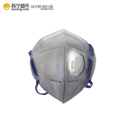 美国怡口怡可飘(ecopure) 30个装 舒肤型活性炭防颗粒物PM2.5头戴耳挂两用型带呼吸阀口罩