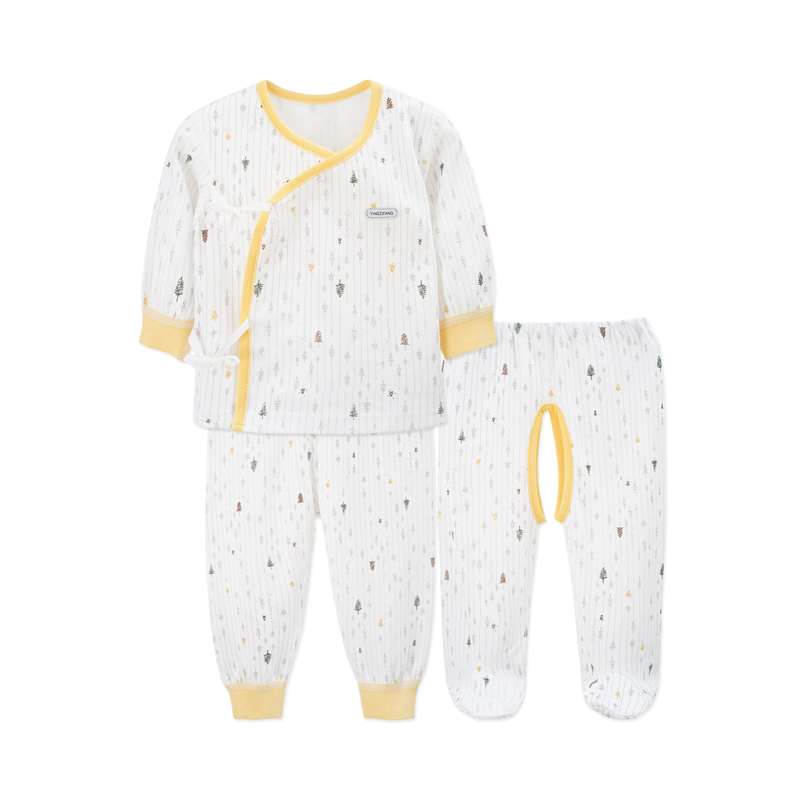 苏宁自营 婴姿坊男童和尚袍三件套 米白 52-66cm 0-6个月