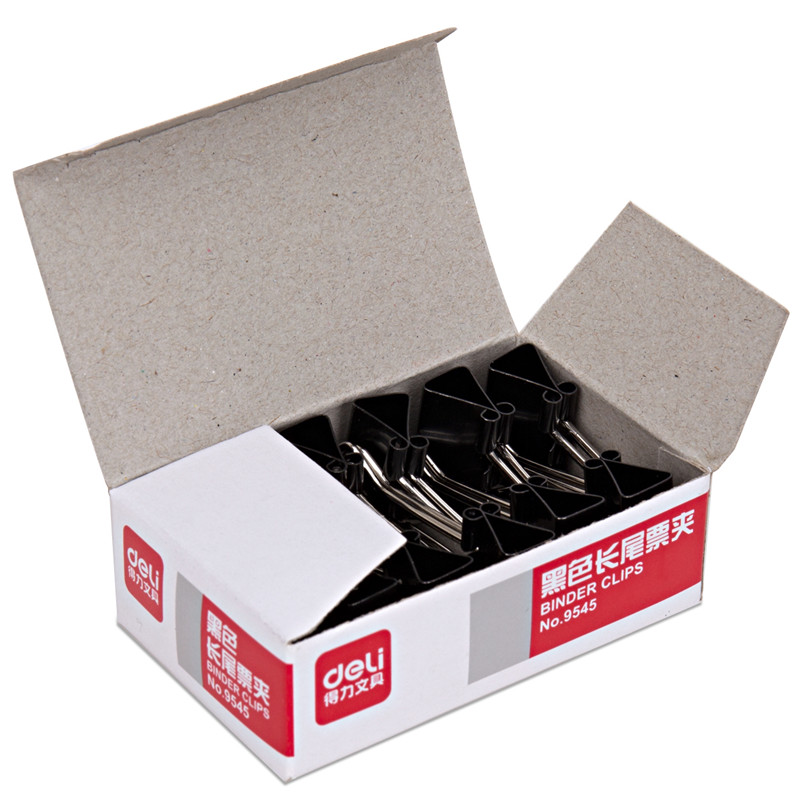 得力(deli)9545-5# 长尾票夹19mm盒装 黑色 12盒装
