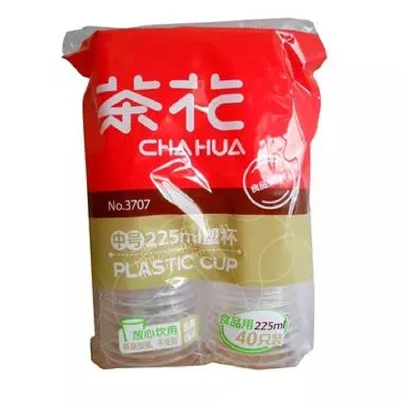 茶花 中号225ML(1*40) 塑料杯 3707（包）