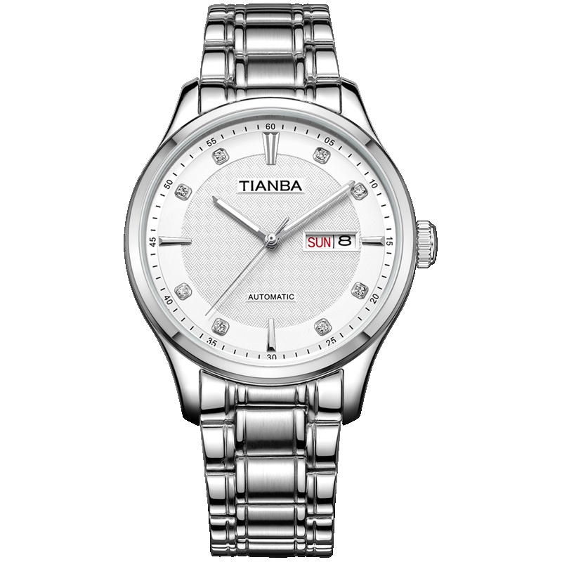 天霸(TIANBA)名仕系列手表全自动手表男机械手表双日历机械商务表 机械表 男TM8006.02SS