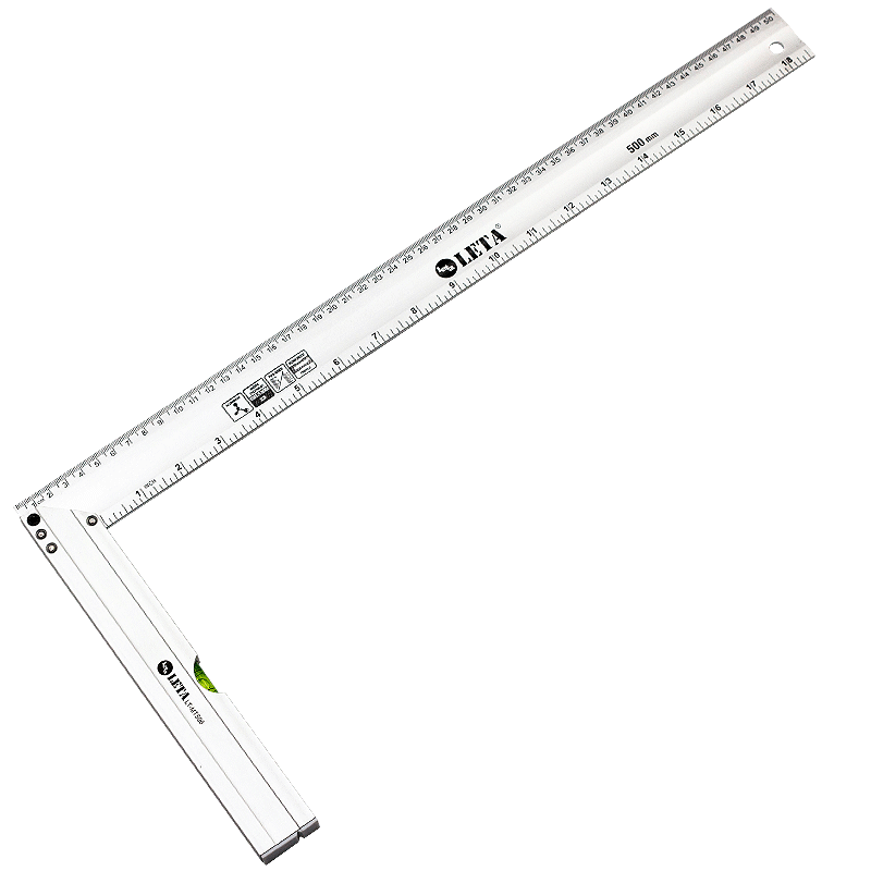 [苏宁自营]勒塔(LETA)工具 500mm铝合金直尺角尺水泡尺水平尺公制绘图合金尺双面刻度铝皮尺子 LT-MT506