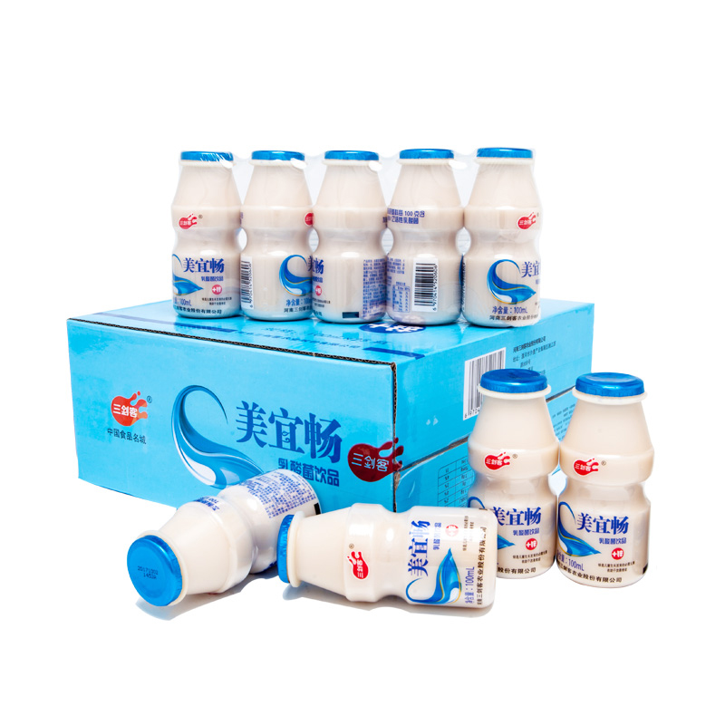 三剑客 儿童牛奶 美宜畅乳酸菌牛奶饮品100ml*25瓶装 原味 含葡萄糖酸锌 礼品箱
