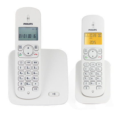 飞利浦(Philips) DCTG1862 一拖一 数字无绳电话套机 免提对讲 屏幕背光 家用办公座机子母机 (白色)