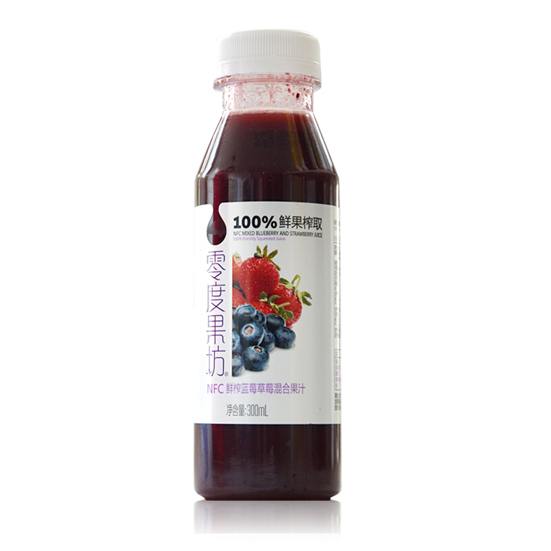 零度果坊 NFC 鲜榨蓝莓草莓混合果汁300ml