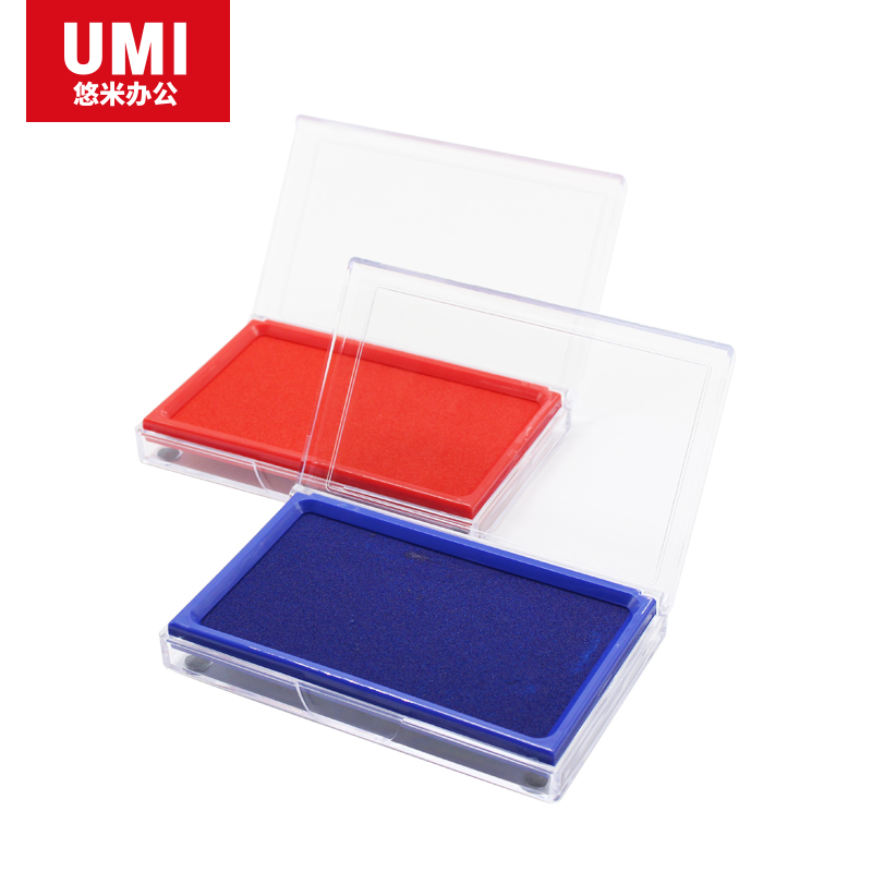安兴纸业 悠米(UMI) 方形透明盒盖快干印台 B08102B 蓝色 2盒装