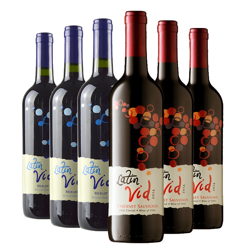 智利进口红酒 拉丁神话赤霞珠,美乐红葡萄酒 750ml*6瓶 整箱装
