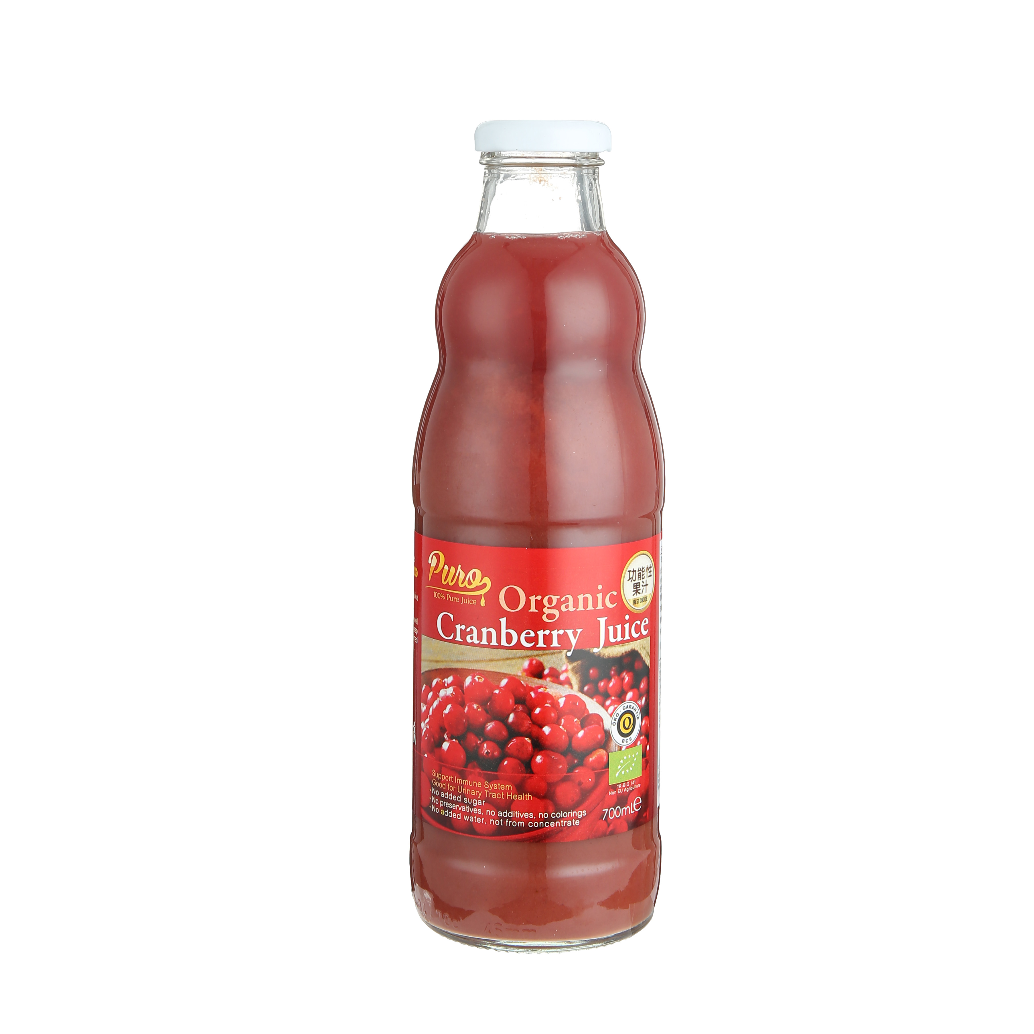 Puro百份百有機純小紅莓汁700ml