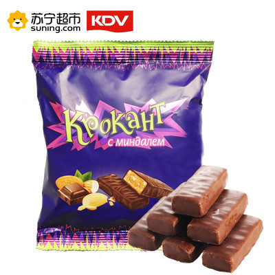 俄罗斯进口KDV紫皮糖180g/袋 结婚喜糖巧克力味坚果夹心酥糖硬糖 网红休闲零食品(糖果外裹含代可可脂)