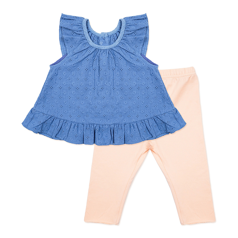 婴姿坊女童夏装新款套装童装女宝宝时尚韩版短袖打底裤两件套潮衣