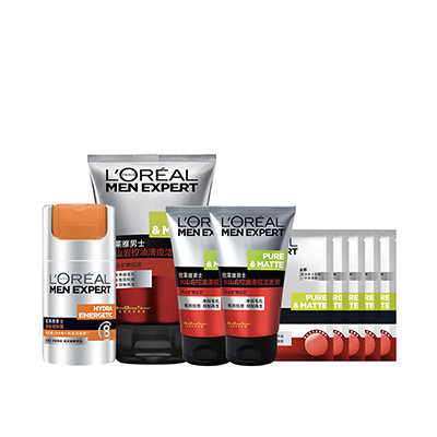 欧莱雅(LOREAL)男士劲能醒肤护肤套装(100ml+50ml+50ml*2+30ml*5) 清爽;保湿补水;滋润营养